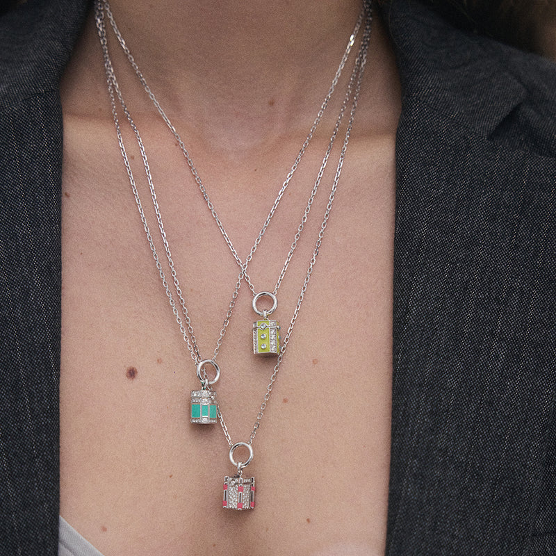 Wish Box Luck Necklace - Enamel, Topazes, Silver & Diamonds - Image 2