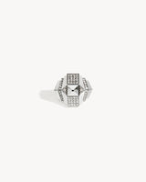 Rockaway Pyramid Half Paved Ring - Silver & Diamonds