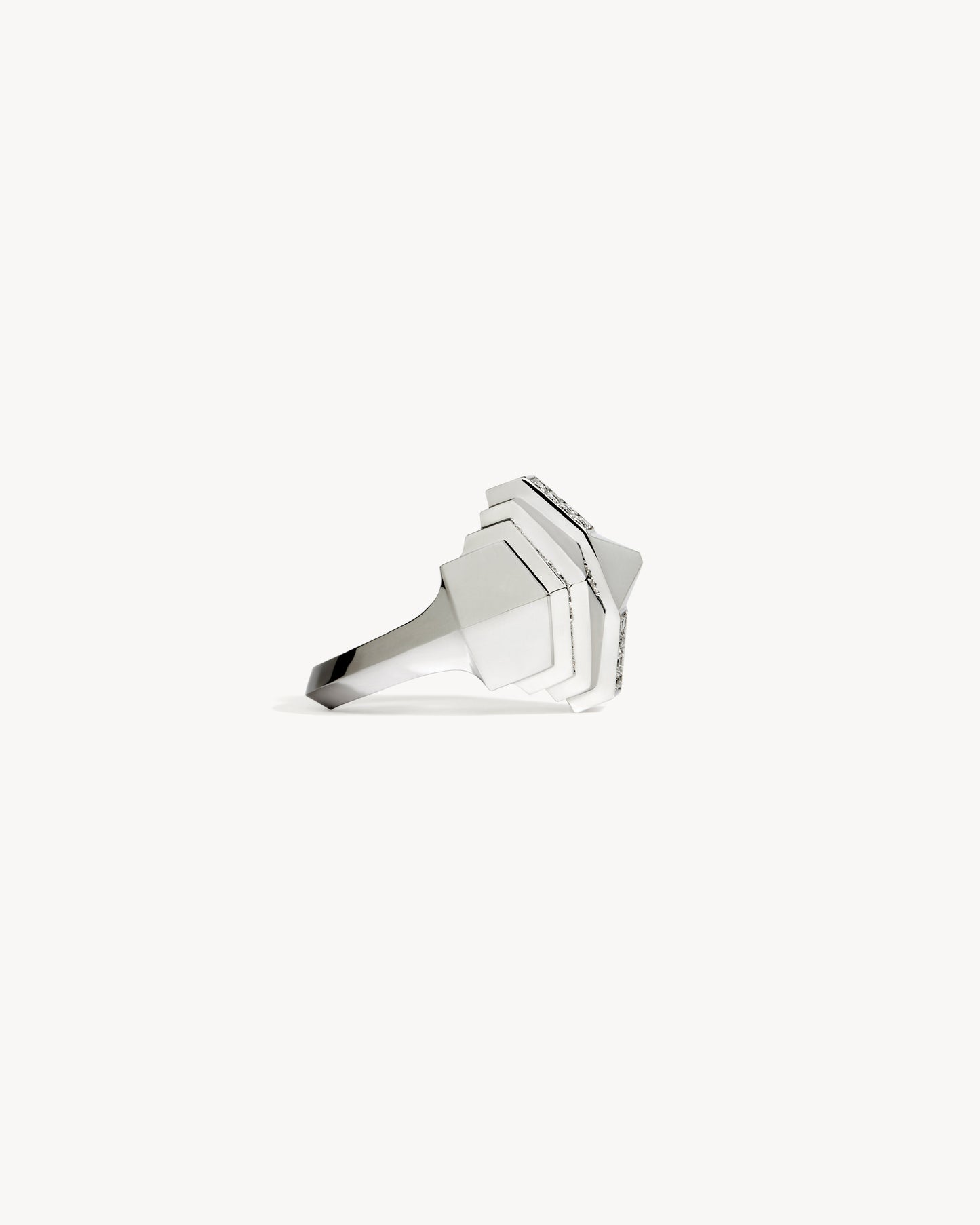 Bague Rockaway Pyramide Semi Pavée - Argent & Diamants