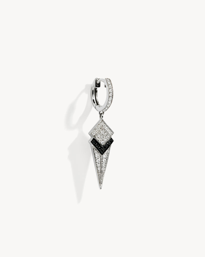 Stairway Gradiant Cone Hoop Earring - Silver & Diamonds - Image 3