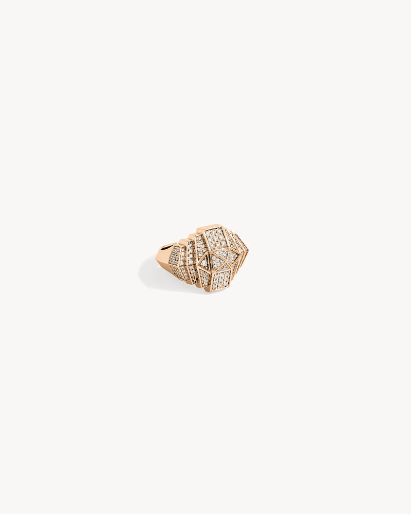 Rockaway Mini Pyramid Ring - Pink Gold & Diamonds - Image 3