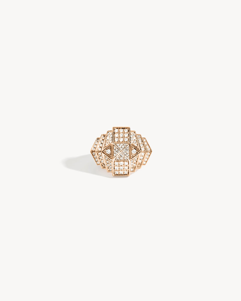 Rockaway Mini Pyramid Ring - Pink Gold & Diamonds - Image 1