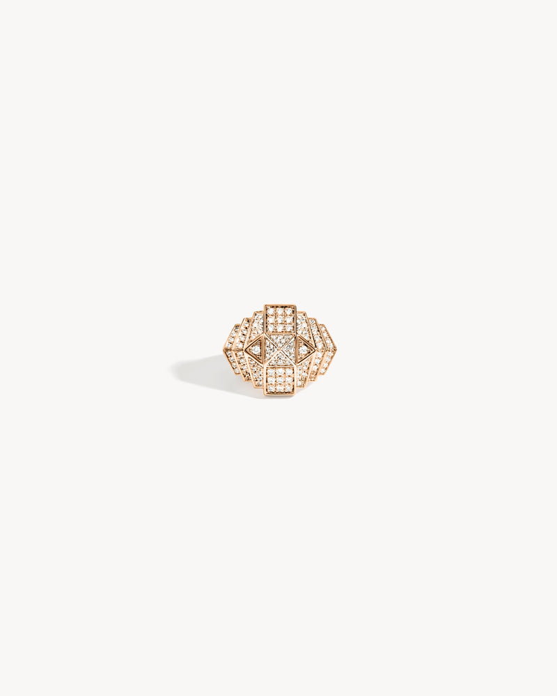 Rockaway Mini Pyramid Ring - Pink Gold & Diamonds - Image 1