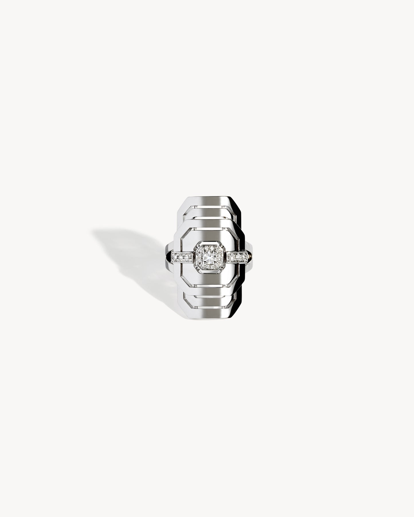 My Way Ring Half Paved - Silver & Diamonds