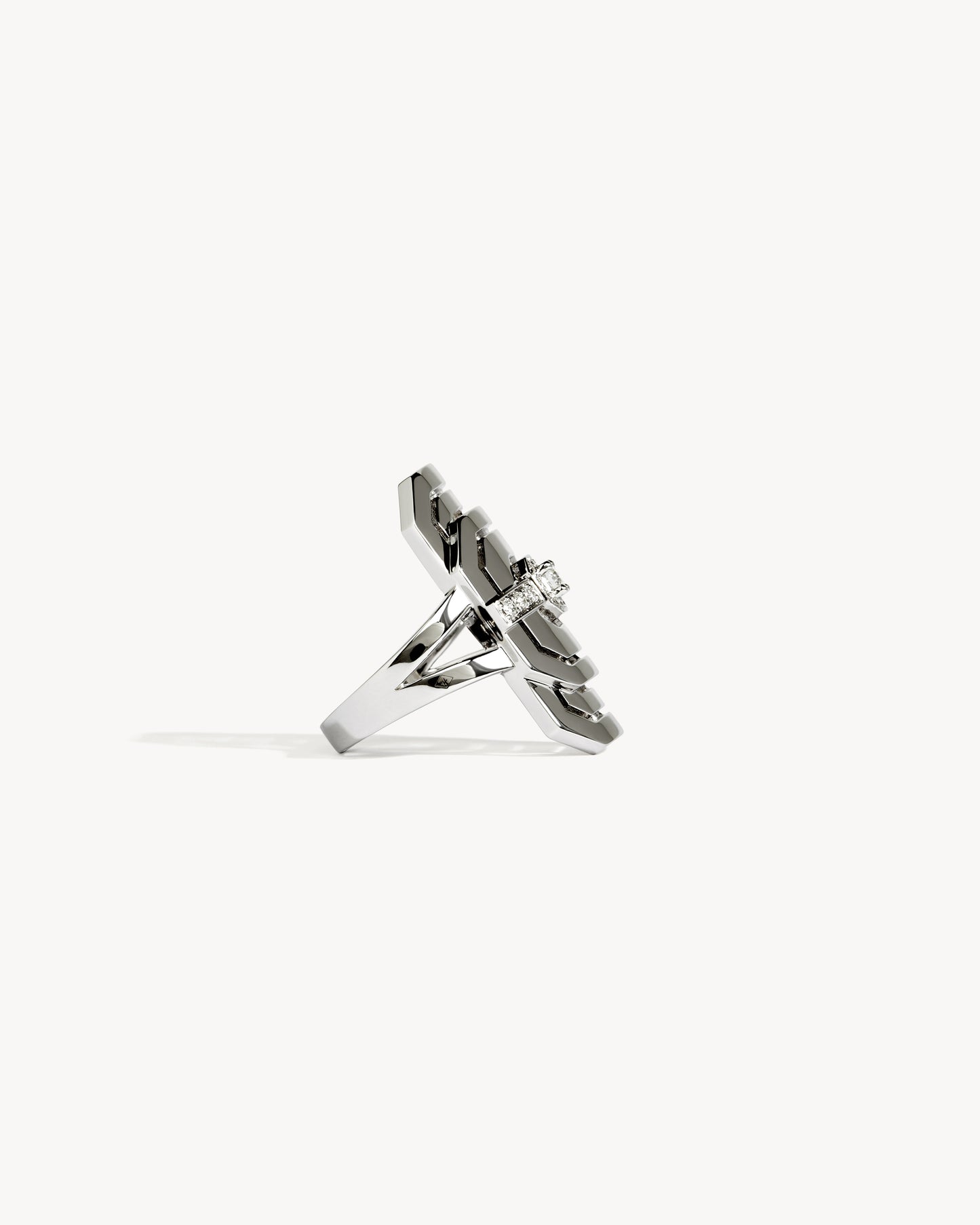 My Way Ring Half Paved - Silver & Diamonds