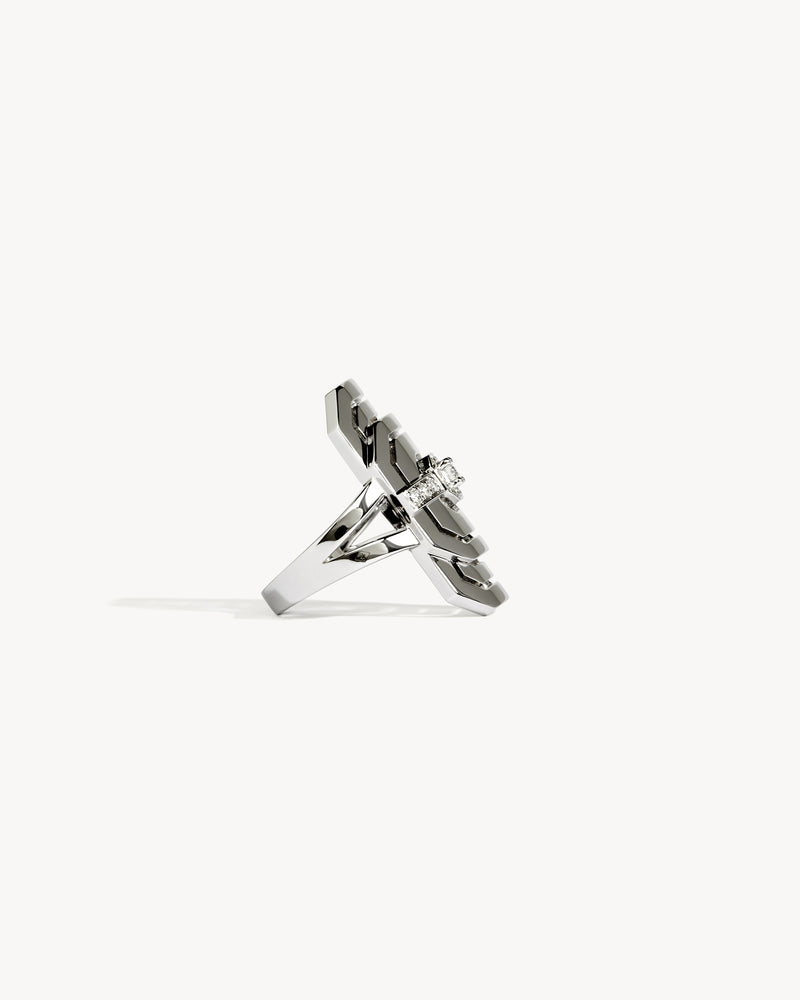 My Way Ring Half Paved - Silver & Diamonds - Image 3