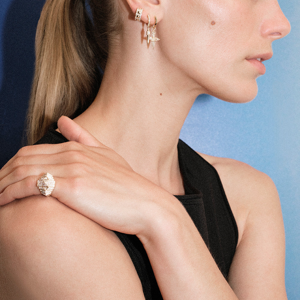 Bague Rockaway Mini Pyramide - Or Jaune & Diamants