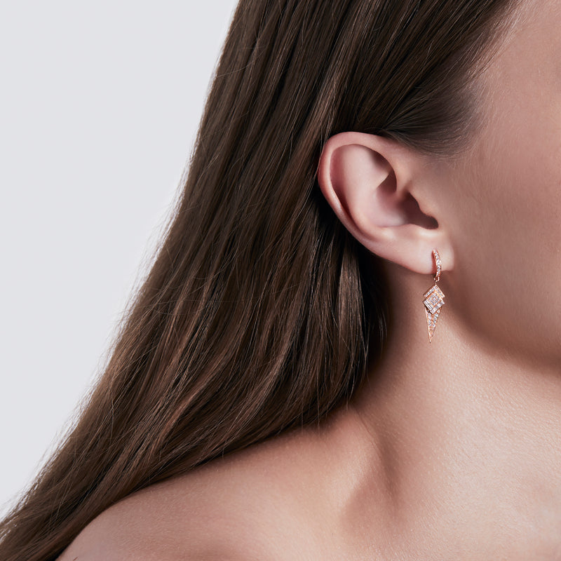 Stairway Cone Hoop Earring - Pink Gold & Diamonds - Image 2