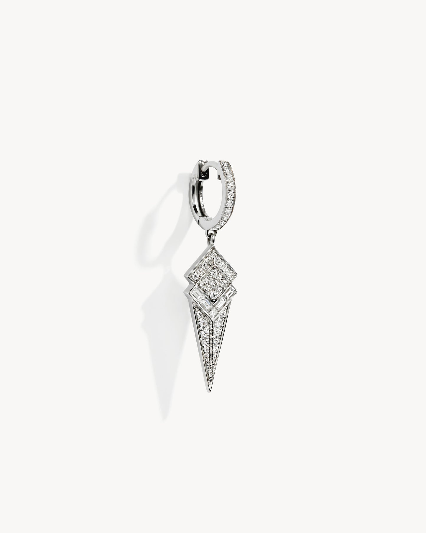 Stairway Cone Hoop Earring - Silver & Diamonds