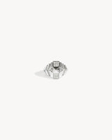 Rockaway Mini Pyramid Half Paved Ring - Silver & Diamonds