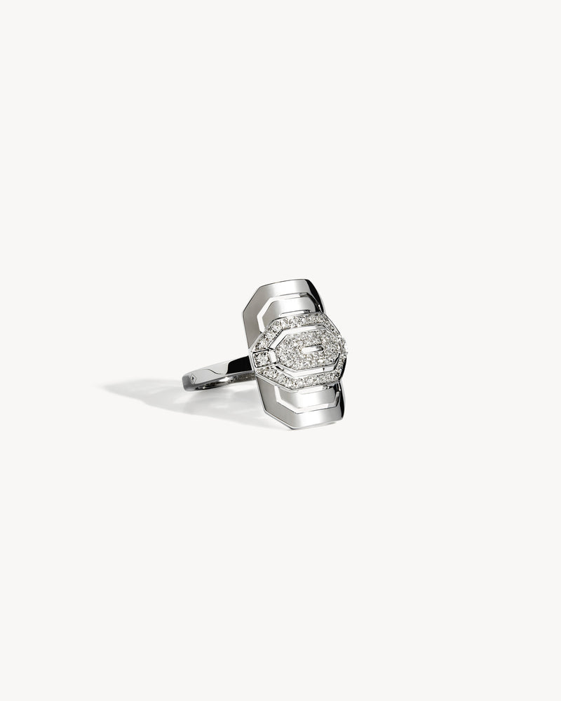 Petite My Way Ring Half Paved - Silver & Diamonds - Image 3