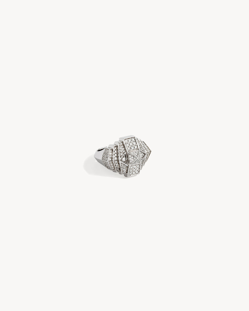 Rockaway Mini Pyramid Ring - Silver & Diamonds - Image 3
