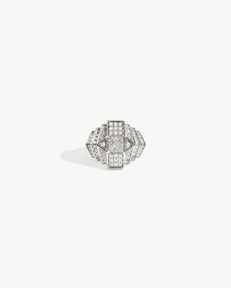 Rockaway Mini Pyramid Ring - Silver & Diamonds - Image 2