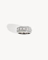 Rockaway Spinner Half Paved Ring - Silver & Diamonds