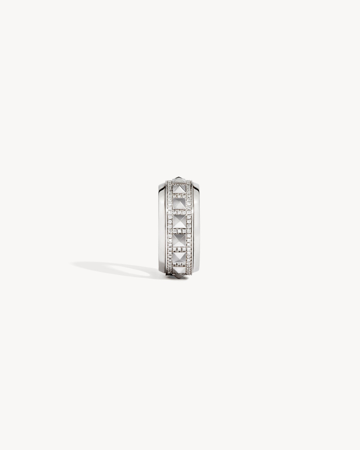 Rockaway Spinner Half Paved Ring - Silver & Diamonds