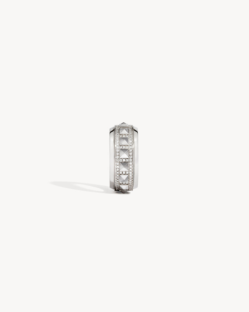 Rockaway Spinner Half Paved Ring - Silver & Diamonds - Image 3