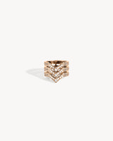 Stairway 3 Rows Ring - Pink Gold & Diamonds