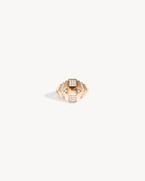 Rockaway Mini Pyramid Half Paved Ring - Pink Gold & Diamonds