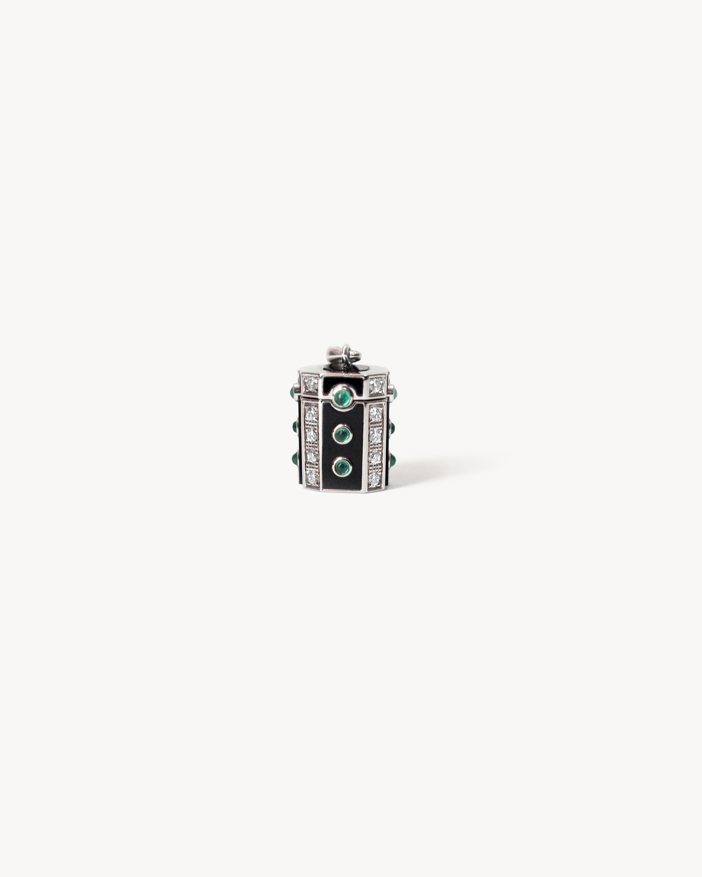 Wish Box Luck Necklace - Silver, Enamel, Emaralds & Diamonds
