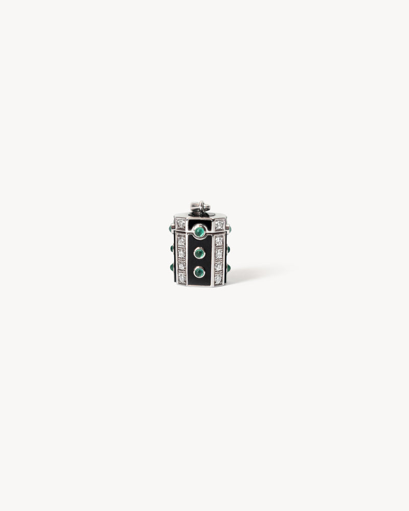 Wish Box Luck Necklace - Silver, Enamel, Emaralds & Diamonds - Image 1