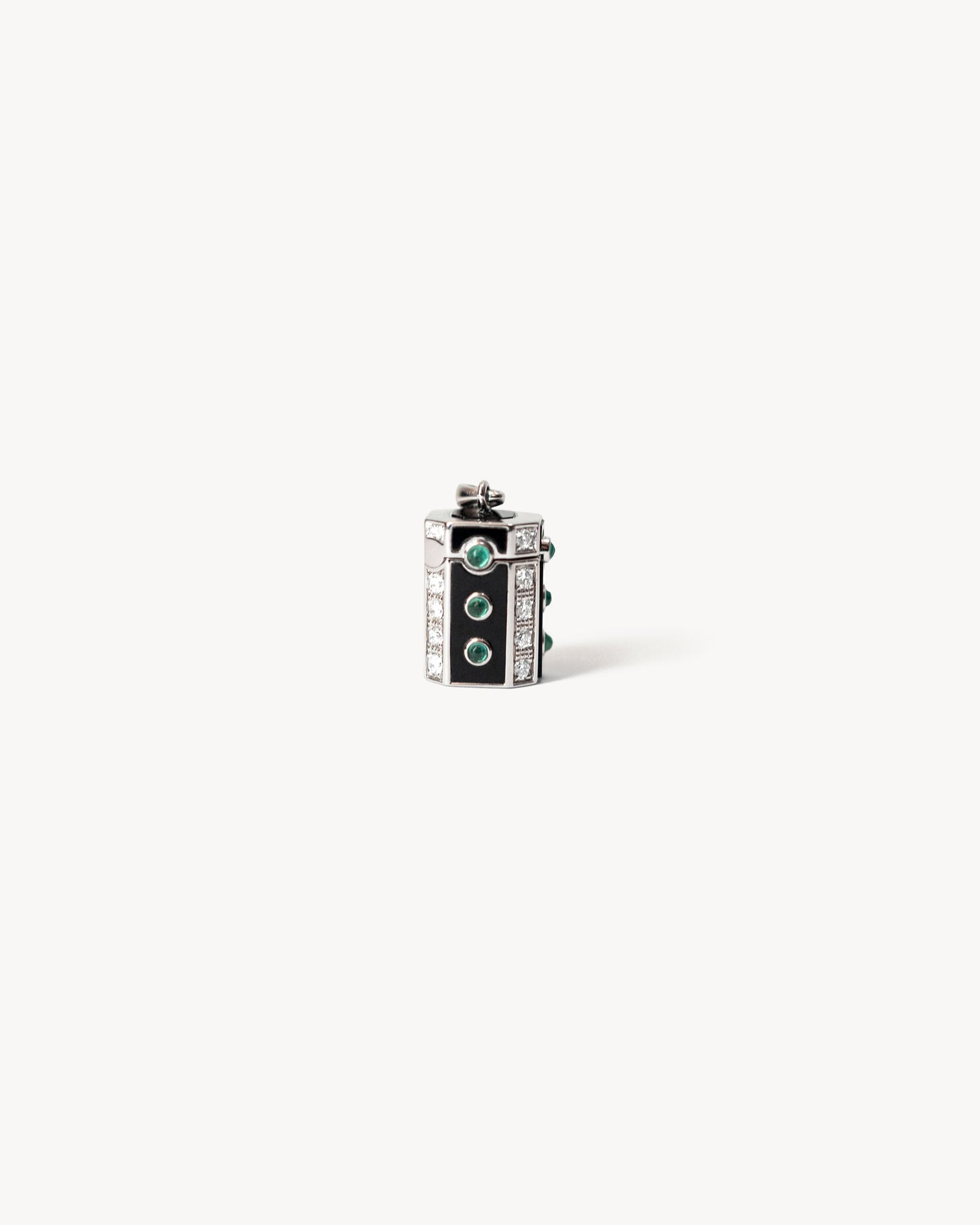 Wish Box Luck Necklace - Silver, Enamel, Emaralds & Diamonds