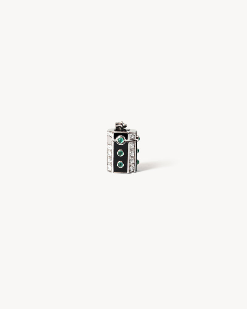 Wish Box Luck Necklace - Silver, Enamel, Emaralds & Diamonds - Image 4