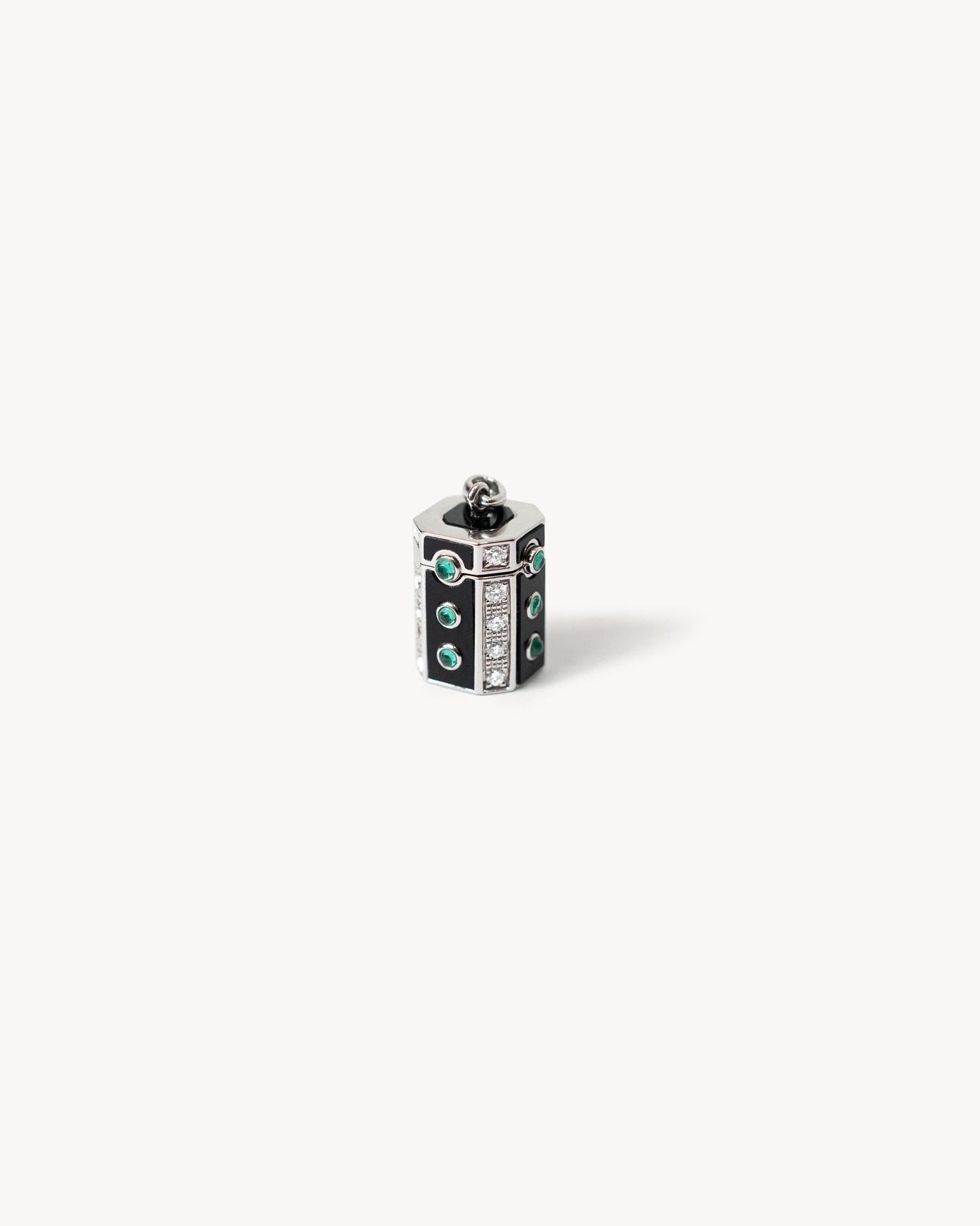 Wish Box Luck Necklace - Silver, Enamel, Emaralds & Diamonds