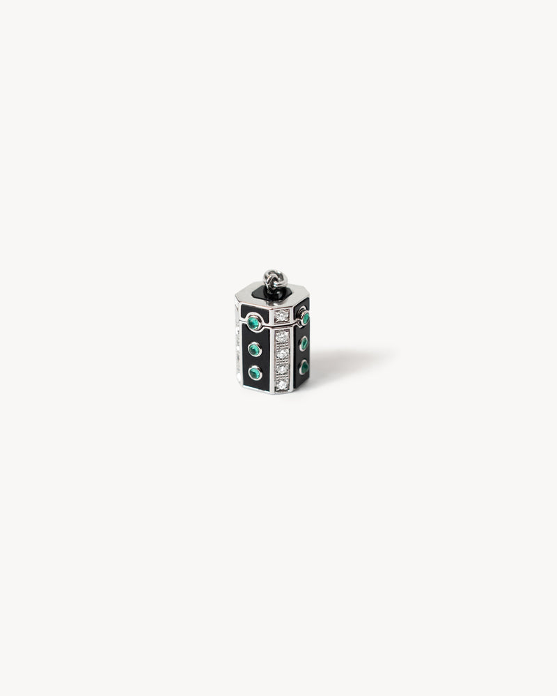 Wish Box Luck Necklace - Silver, Enamel, Emaralds & Diamonds - Image 3