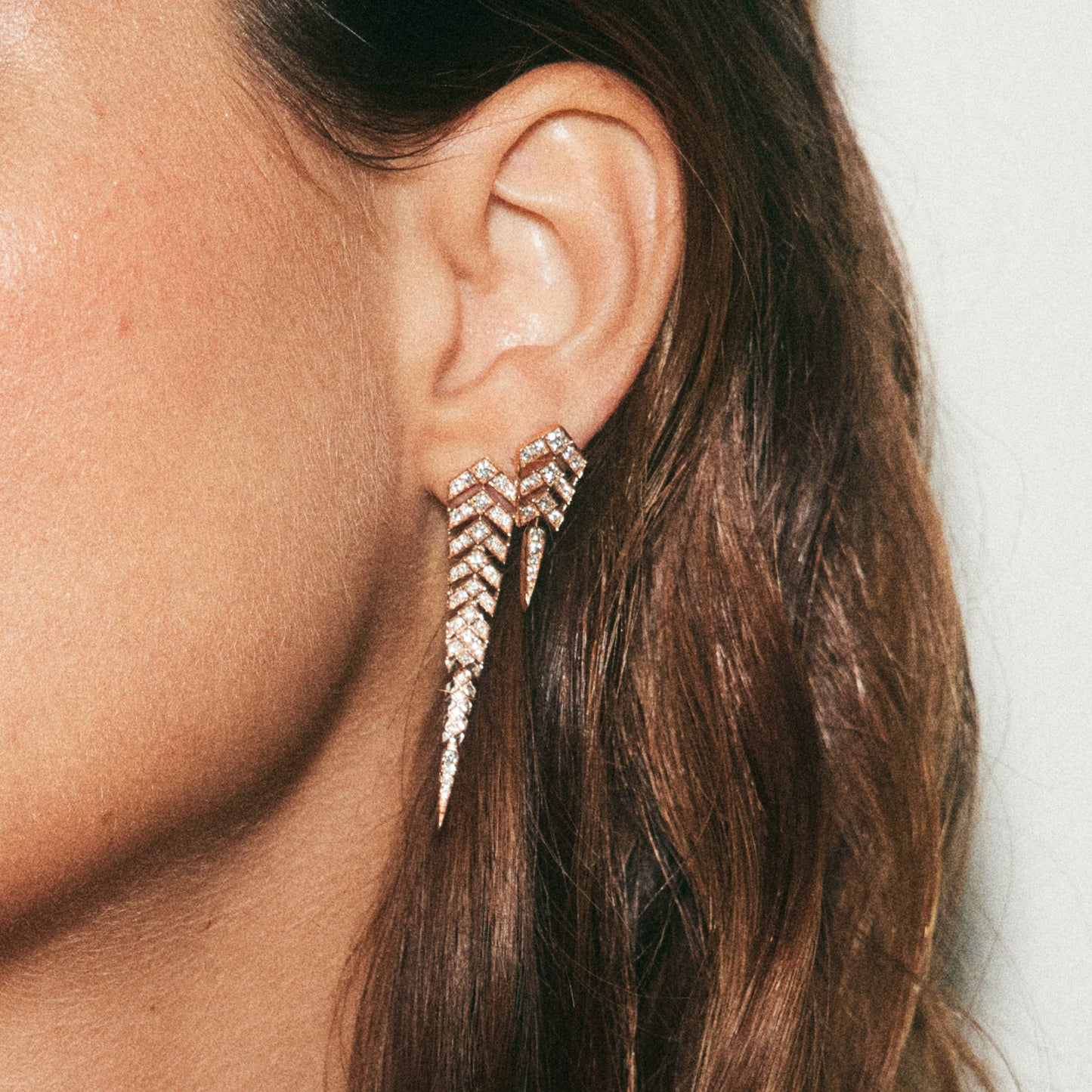 Boucle d'oreille Stairway M - Or Rose & Diamants