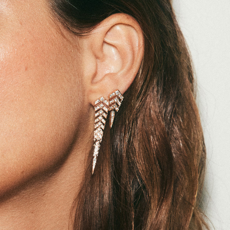 Stairway M Earring - Pink Gold & Diamonds - Image 2