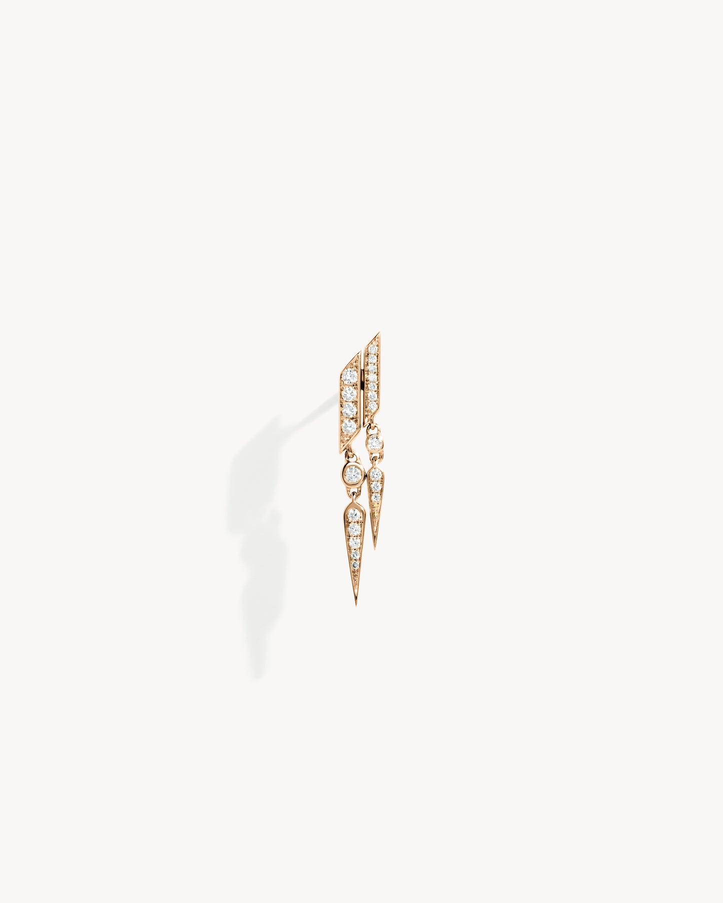 Anyway double drop Earring - Pink Gold & Diamonds