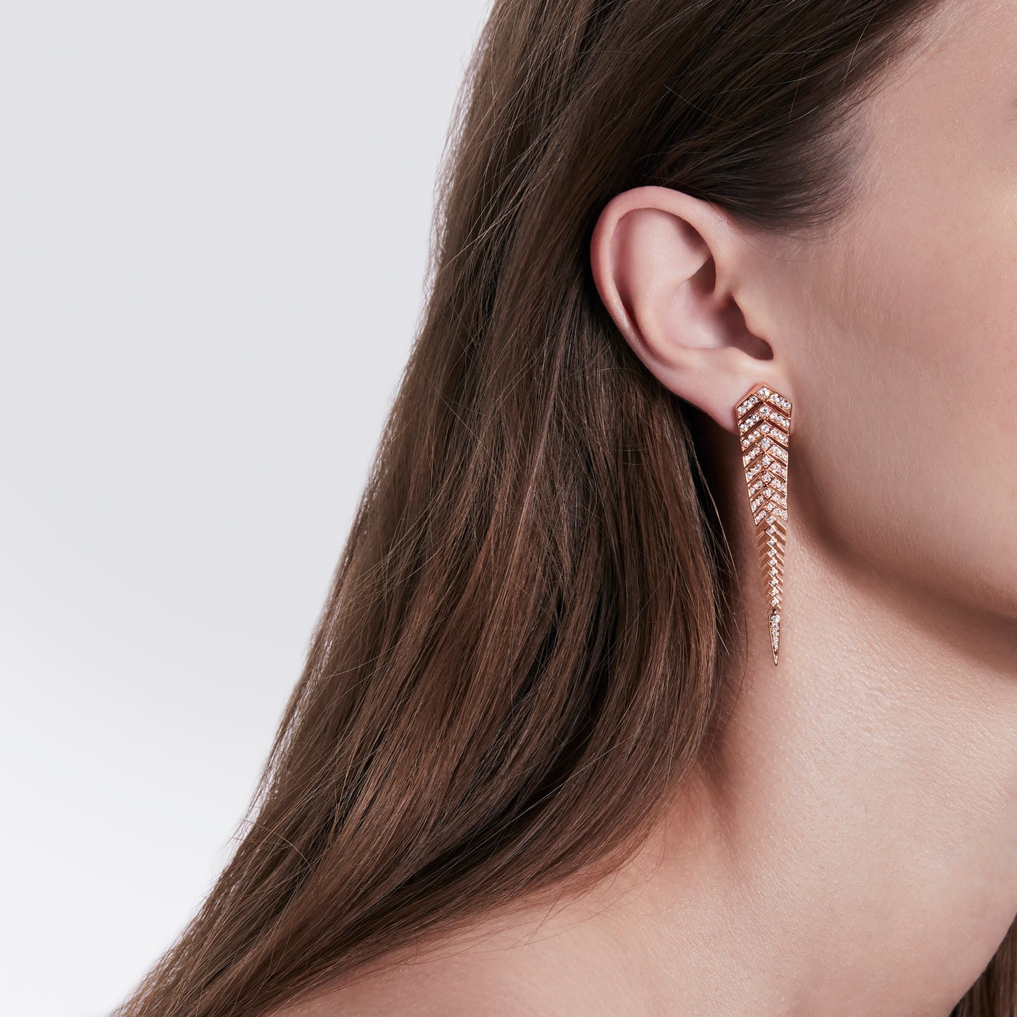 Boucle d'oreille Stairway XL - Or Rose & Diamants