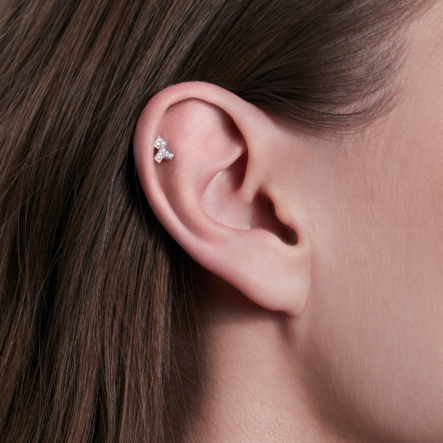 Stairway Arrow Earring - Pink Gold & Diamonds
