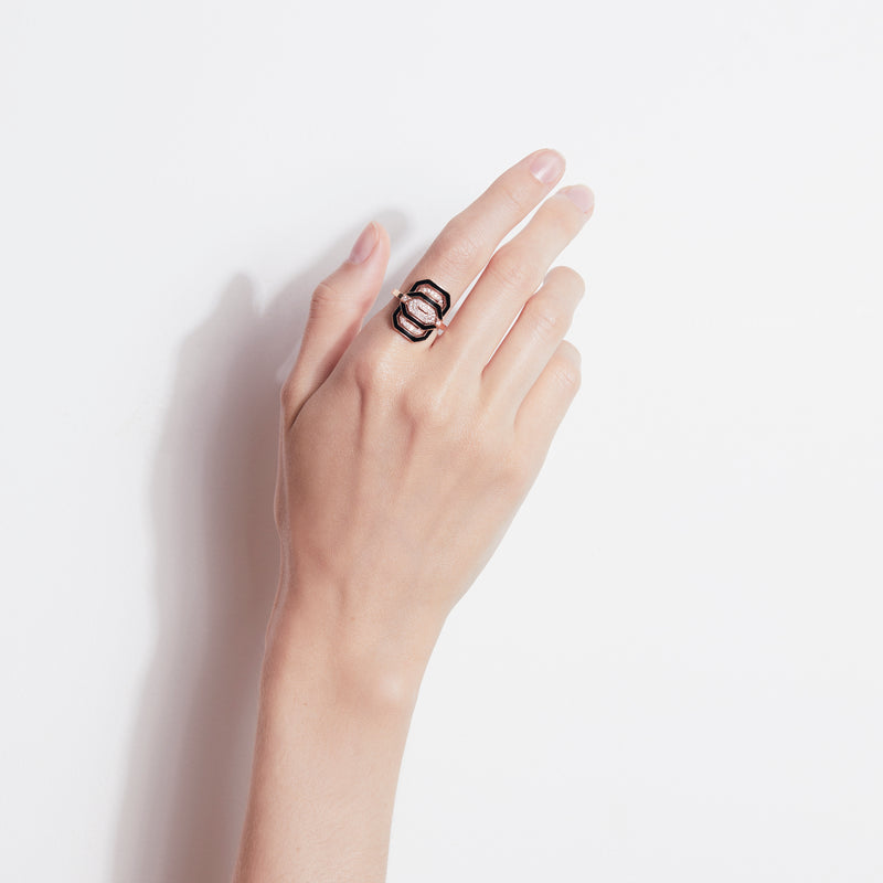 Bague Petite My Way - Or Rose, Émail & Diamants - Image 5