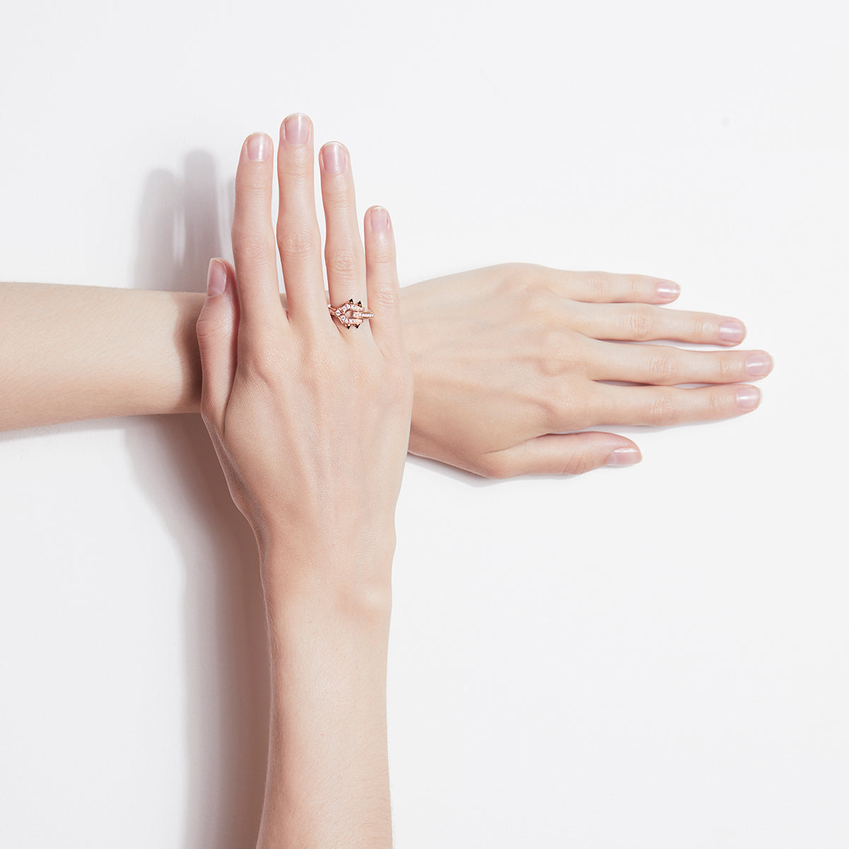 Bague Mini Spike - Or Rose, Agates Noires & Diamants