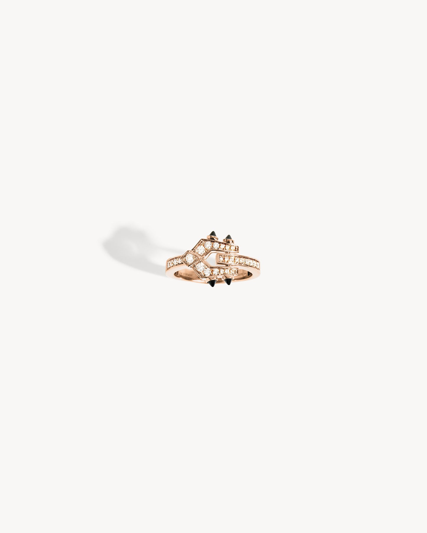 Bague Mini Spike - Or Rose, Agates Noires & Diamants