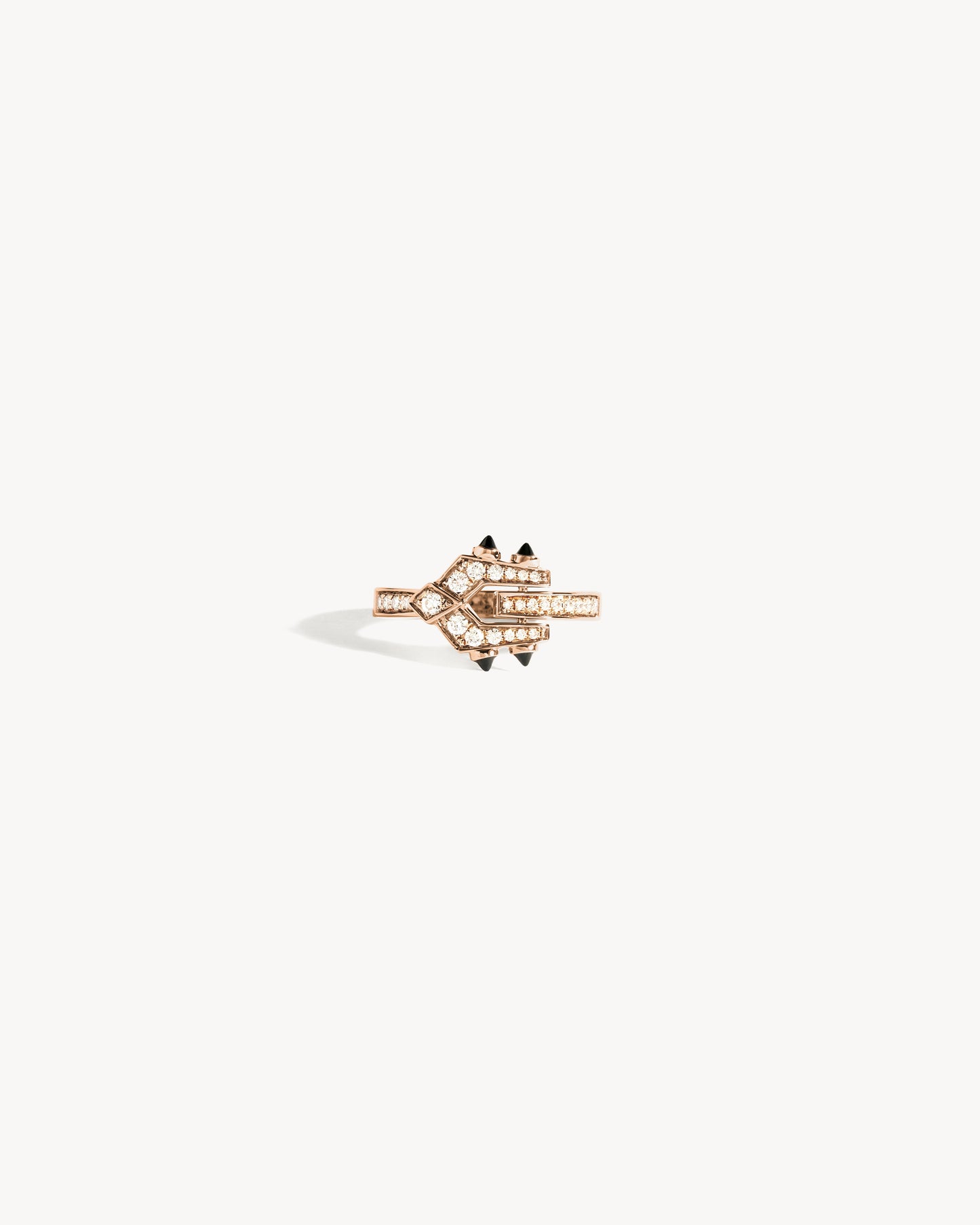 Bague Mini Spike - Or Rose, Agates Noires & Diamants