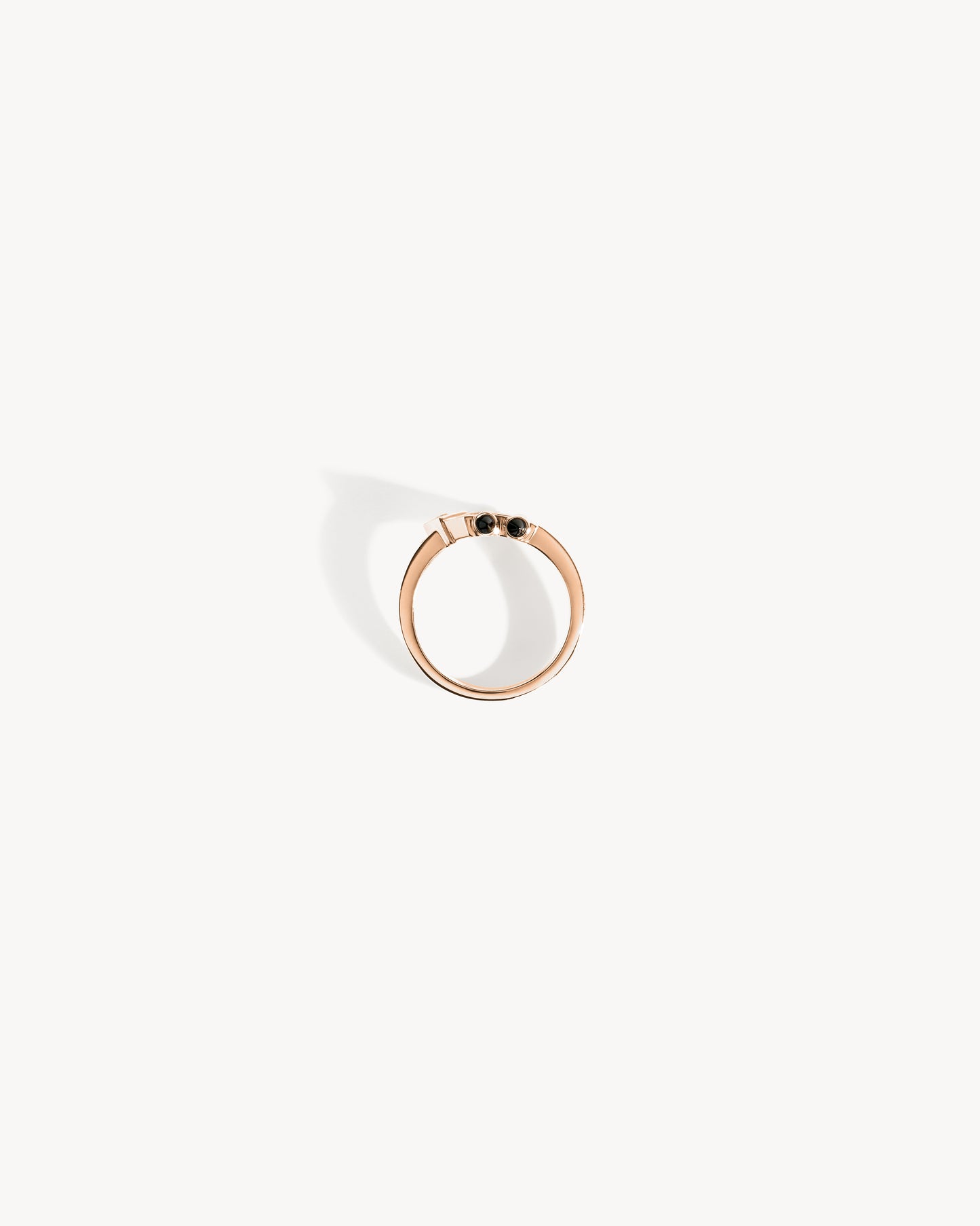 Bague Mini Spike - Or Rose, Agates Noires & Diamants
