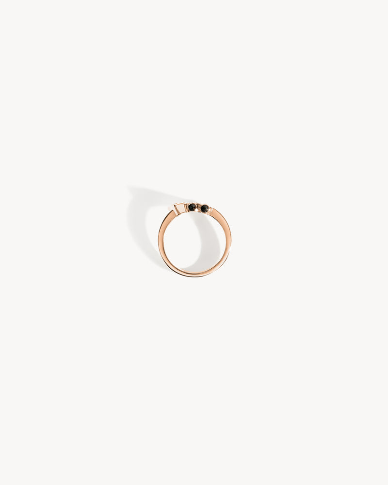 Mini Spike Ring - Pink Gold, Black Agates & Diamonds - Image 4