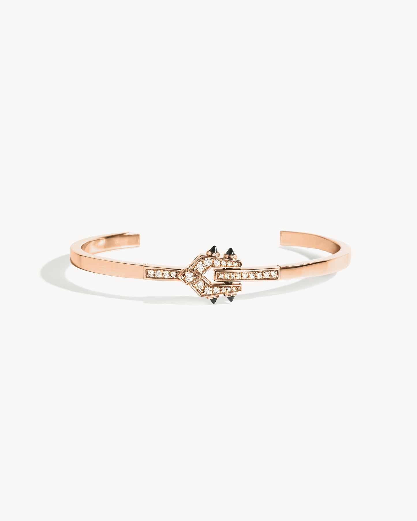 Bracelet Spike - Or Rose, Agates Noires & Diamants