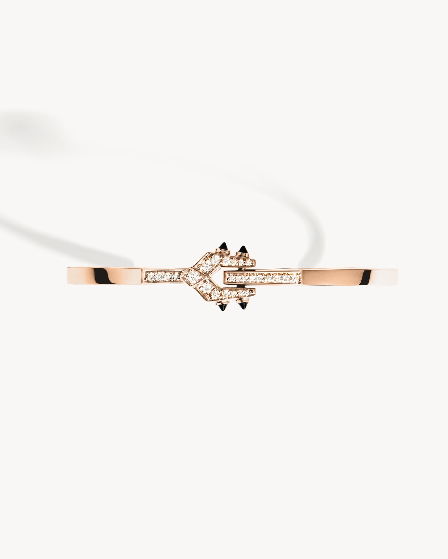 Bracelet Spike - Or Rose, Agates Noires & Diamants