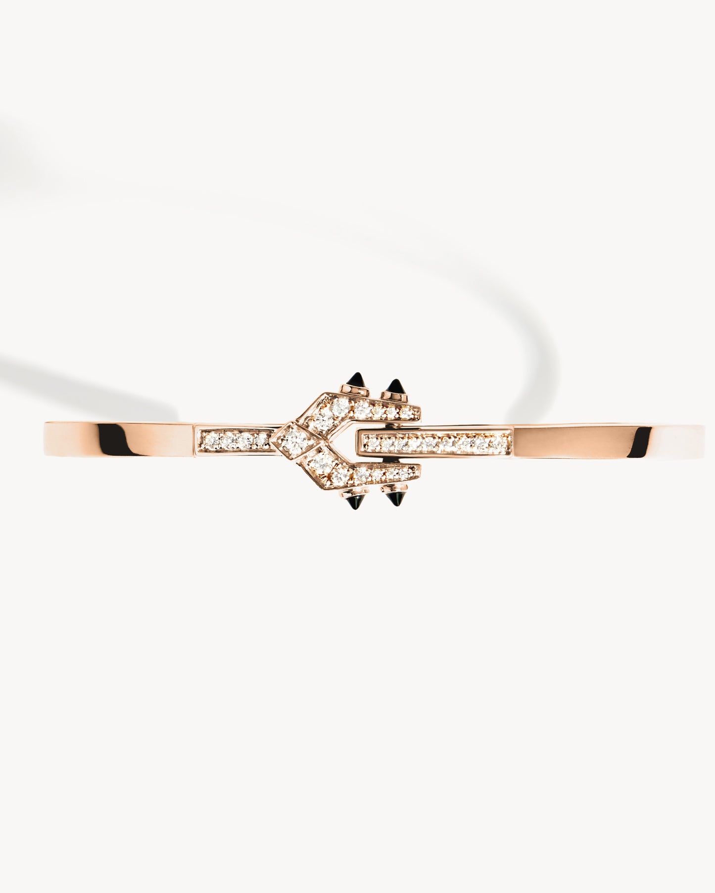 Bracelet Spike - Or Rose, Agates Noires & Diamants