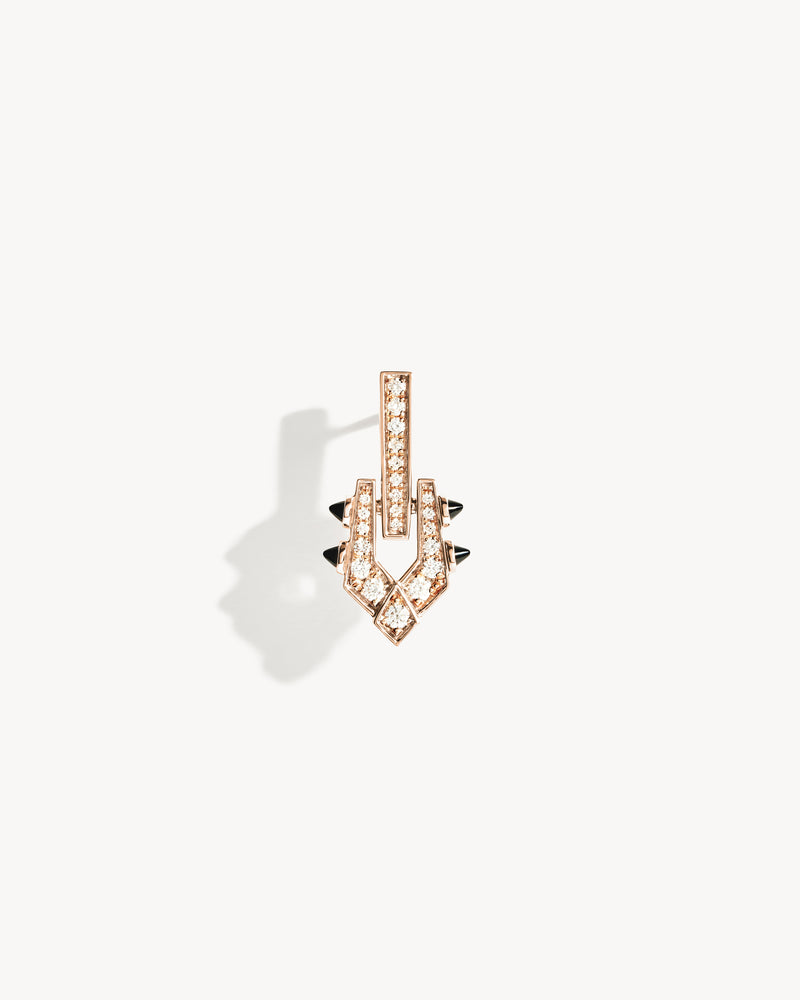Spike Earring - Pink Gold, Black Agates & Diamonds - Image 1