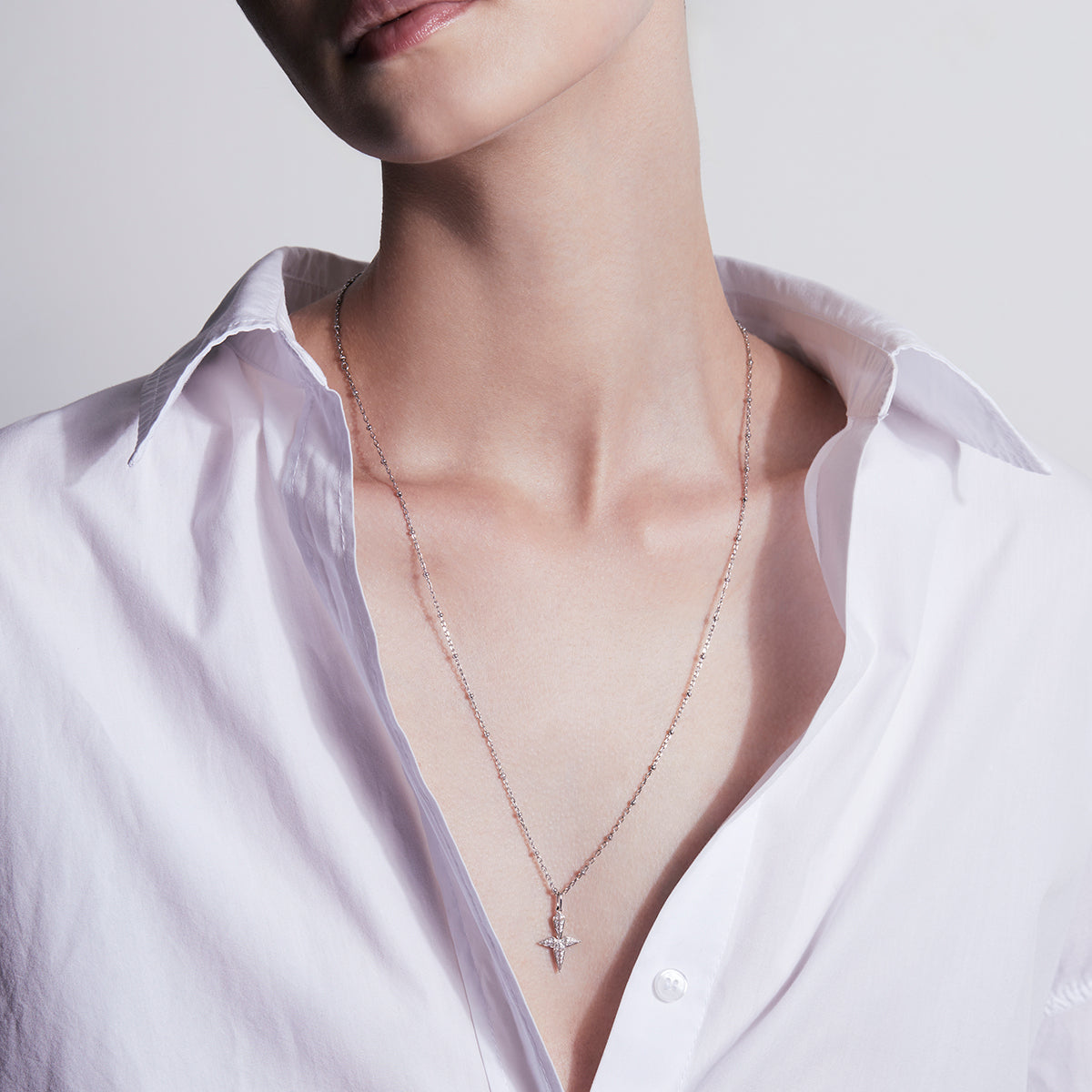 Rockaway Cross Necklace - Silver & Diamonds