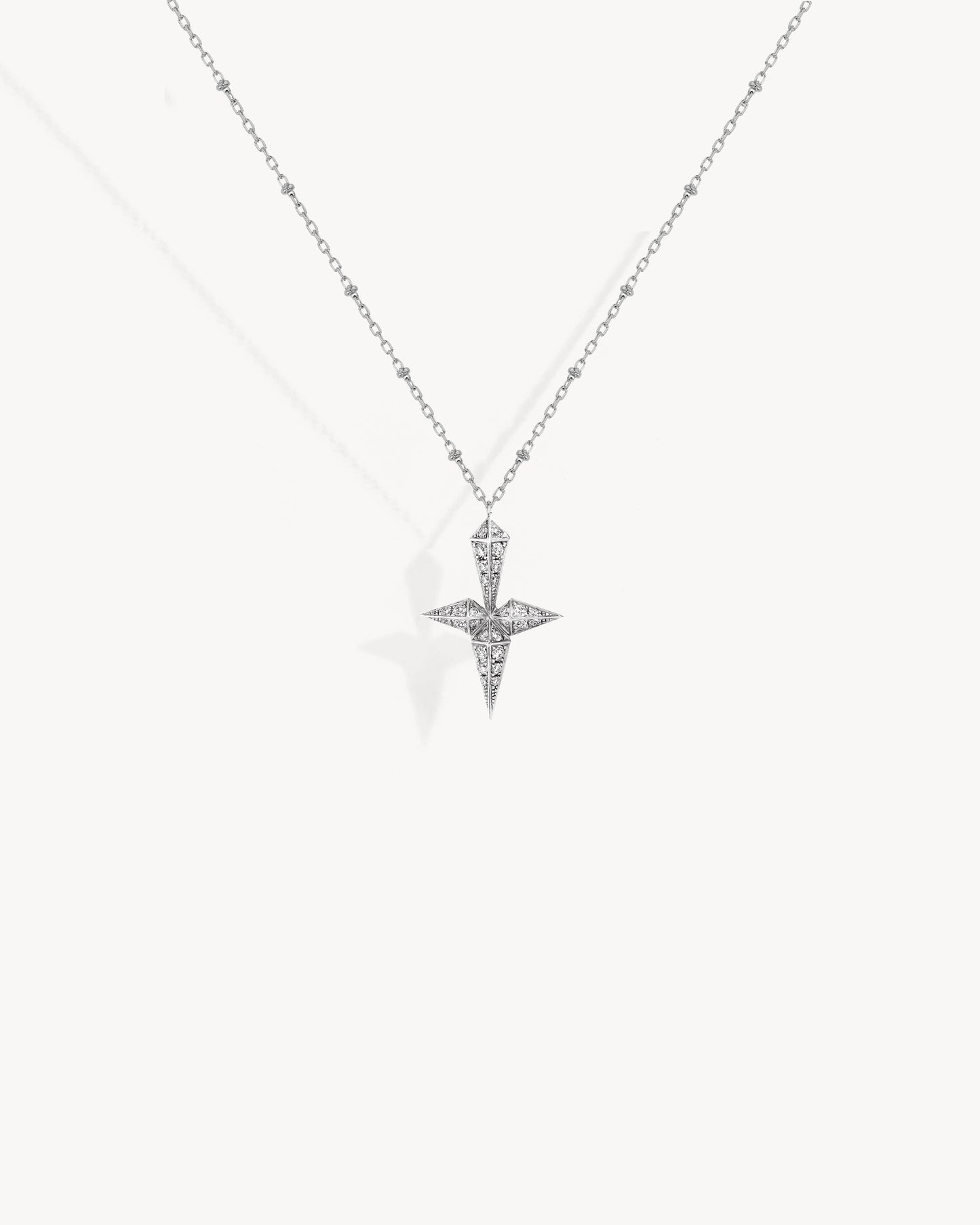 Rockaway Cross Necklace - Silver & Diamonds