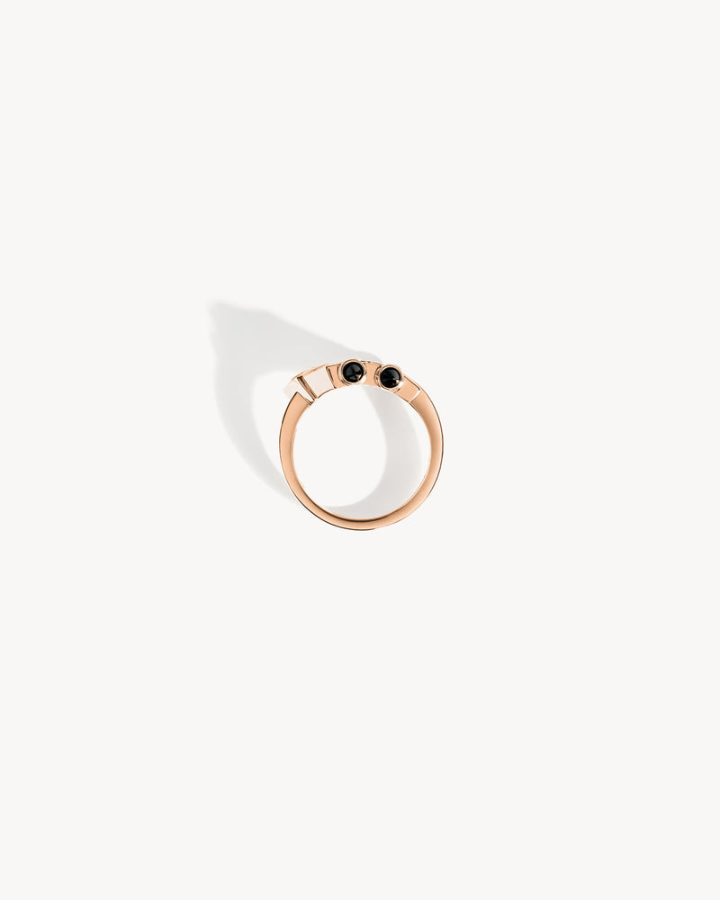 Spike Ring - Pink Gold, Black Agates & Diamonds - Image 4