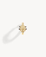 Spike Hoop Earring - Yellow Gold, Black Agates & Diamonds