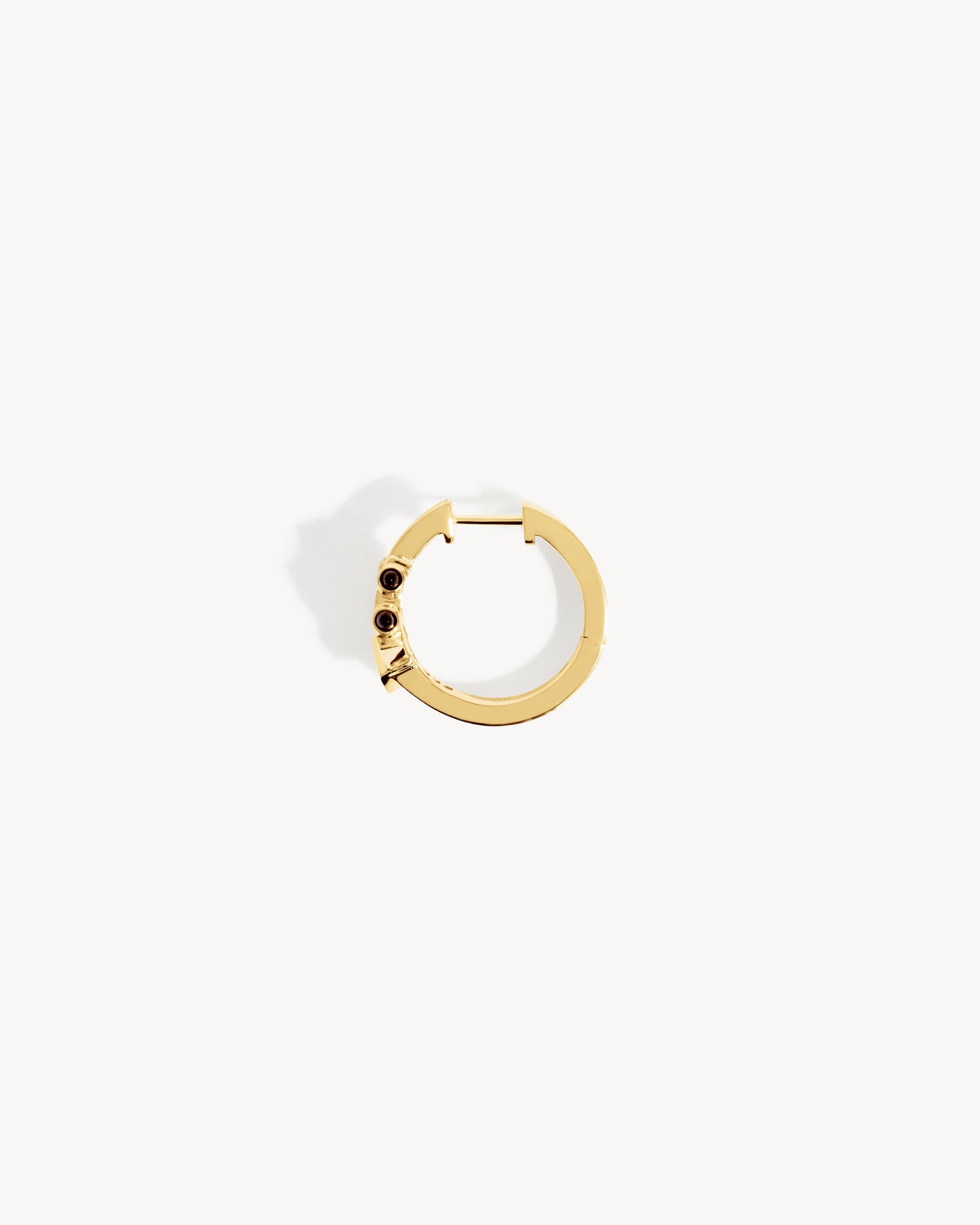 Spike Hoop Earring - Yellow Gold, Black Agates & Diamonds