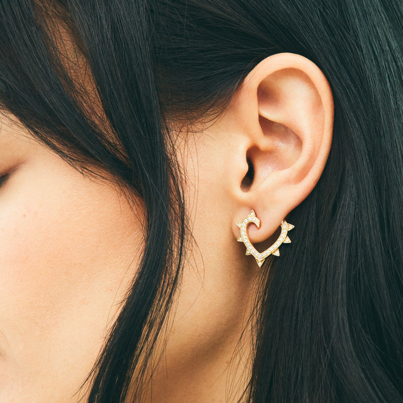 Rockaway Heart Earring - Yellow Gold & Diamonds - Image 2