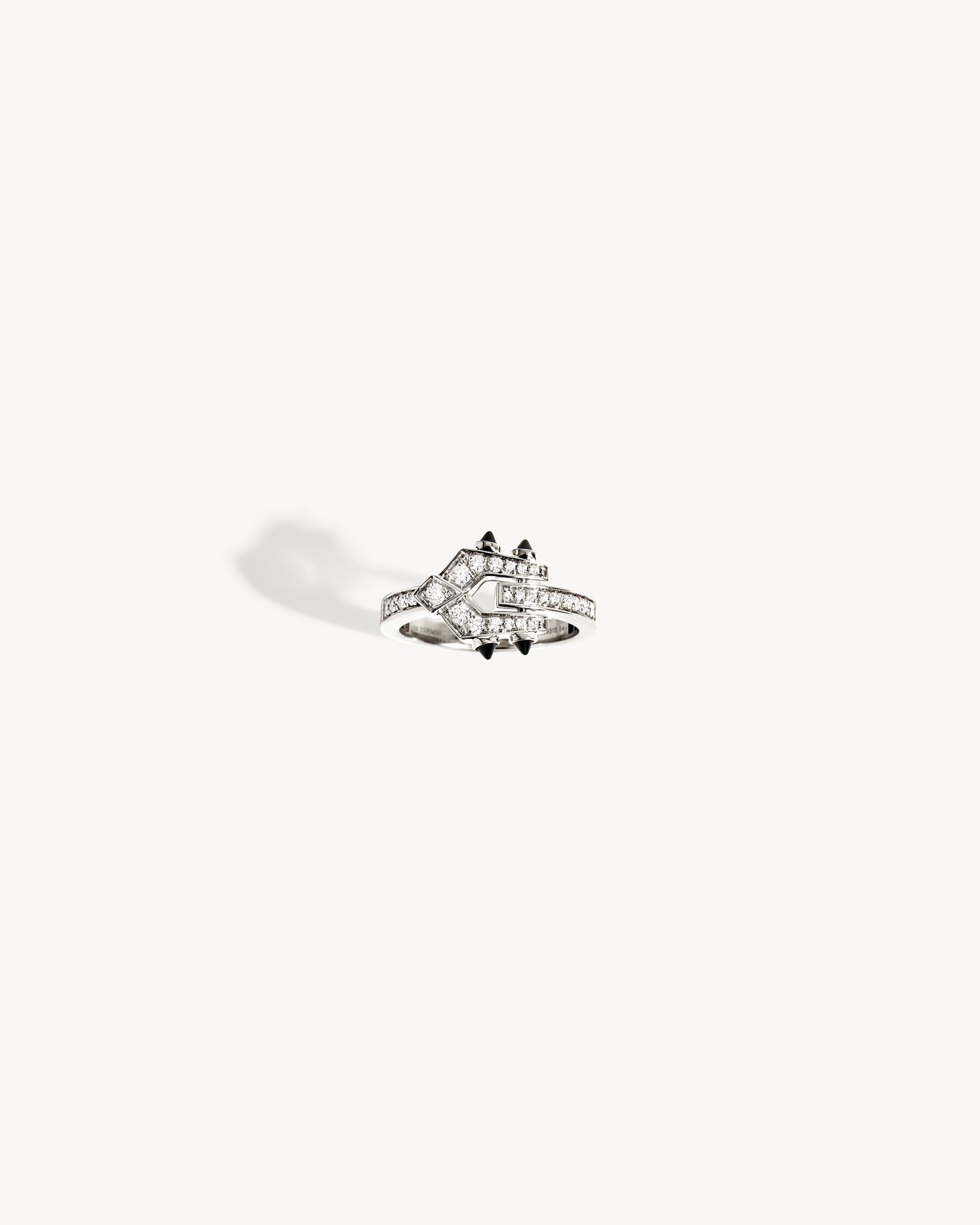 Bague Mini Spike - Argent, Agates Noires & Diamants